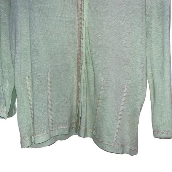 J. Jill Women's Lightweight Cotton Linen blend Button Embroidered cardigan - Picture 4 of 4